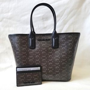 New Beautiful Michael Kors The Jodie Small Tote Black Set with Card Holder